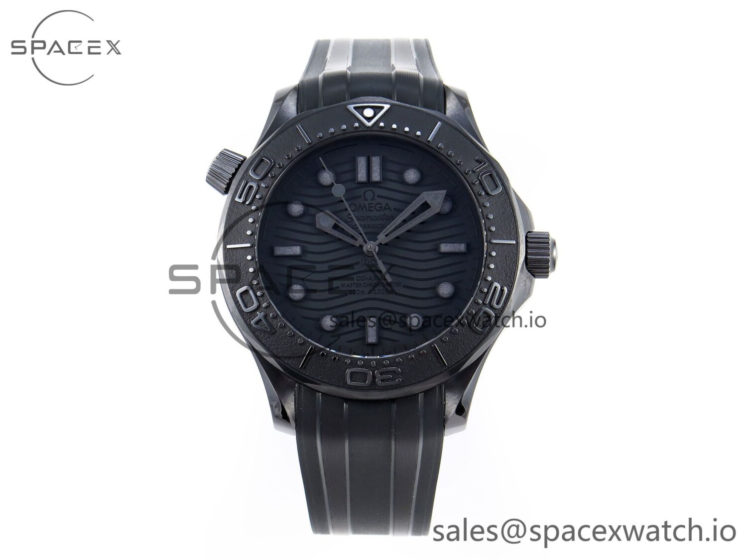 Omega SEAMASTER 300M 43.5MM BLACK CERAMIC VSF reference-accurate BLACK DIAL ON BLACK RUBBER STRAP A8806 — custom-built watch