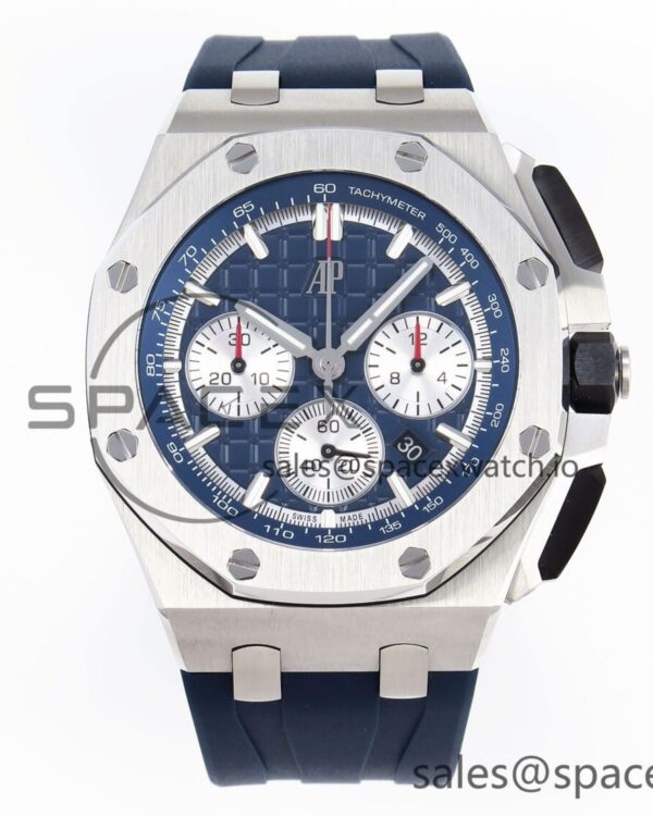 Audermars Piguet Royal Oak Offshore 44mm SS Bezel APF reference-accurate Blue/Silver Dial on Blue Rubber Strap A4401 — custom-built watch