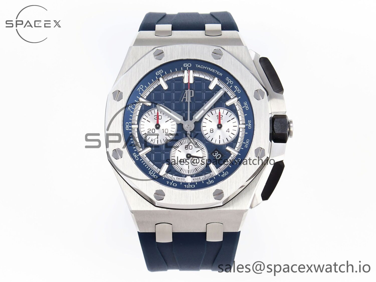 Audermars Piguet Royal Oak Offshore 44mm SS Bezel APF reference-accurate Blue/Silver Dial on Blue Rubber Strap A4401 — custom-built watch