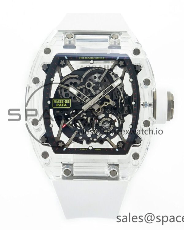 RM035 TRANSPARENT SONIC Best Edition Skeleton Dial on White Rubber Strap build RMUL2 V2 — custom-built watch