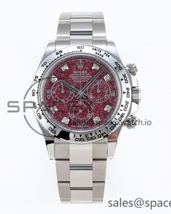 Rolex Daytona 116509 Clean reference-accurate 904L SS Case Garnet Dial on Oysterflex Stainless Stee Strap A4130 — custom-built watch