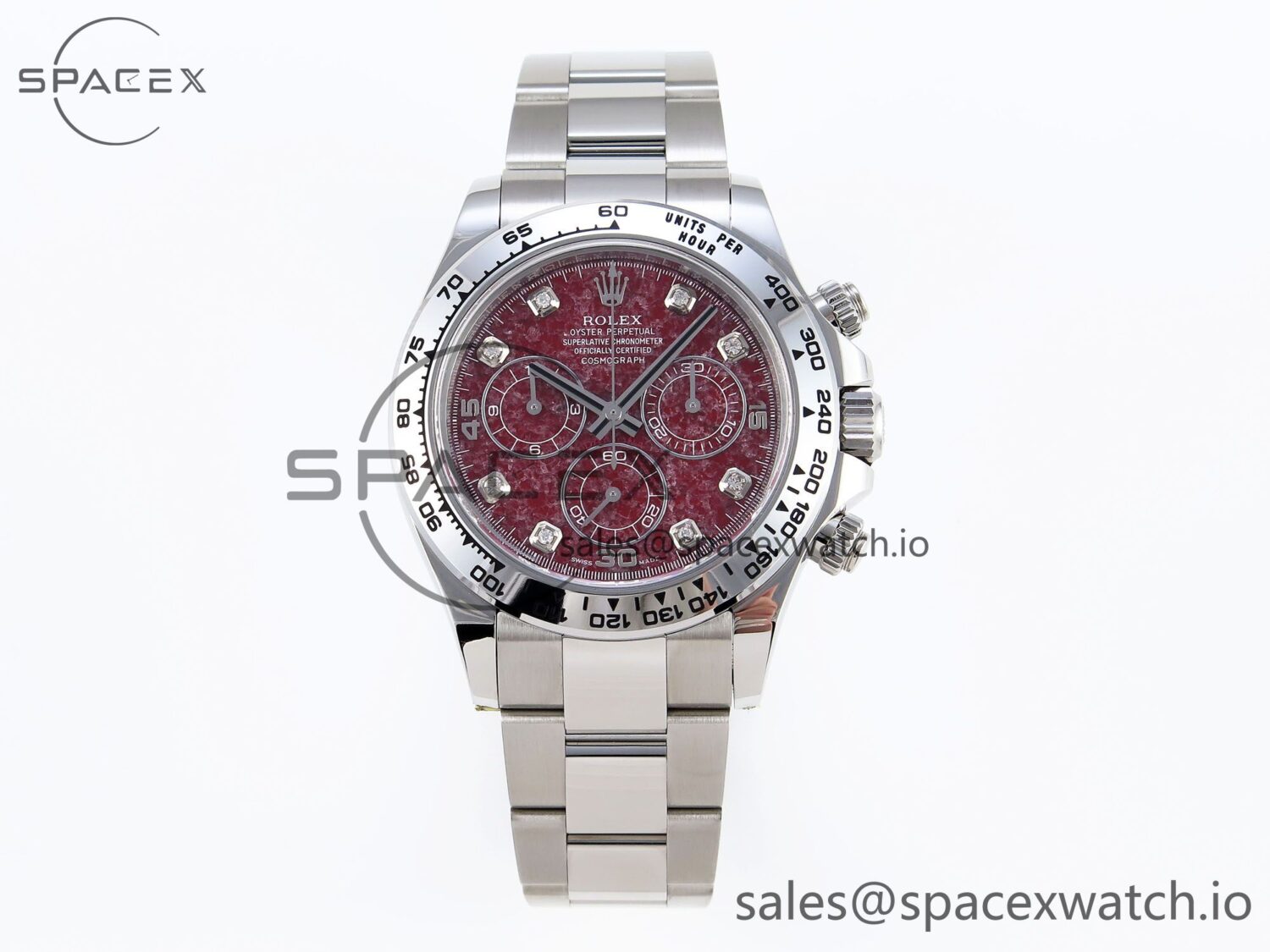 Rolex Daytona 116509 Clean reference-accurate 904L SS Case Garnet Dial on Oysterflex Stainless Stee Strap A4130 — custom-built watch