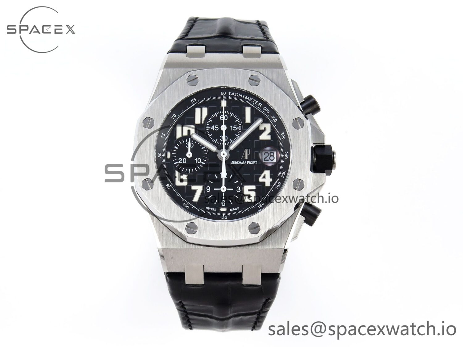 Audermars Piguet Royal Oak Offshore 42mm SS APF reference-accurate Black Dial White Markers on Black Leather Strap A7750 — custom-built watch