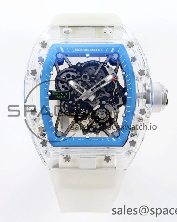 Richard Mille RM035 Transparent RMF Best Edition Skeleton Blue Dial on Translucent Rubber Strap build RMUL2 — custom-built watch