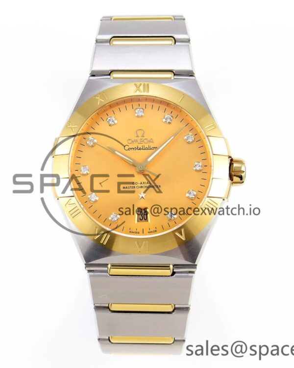 Omega Constellation 39mm SS/RG ASWF reference-accurate White Diamonds Dial on SS/RG Bracelet A8800 — custom-built watch