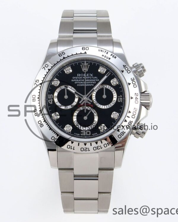 Rolex Daytona 116509 SS OMF Best Edition Black Diamonds Dial on SS Bracelet A7750 (Slim Movement) — custom-built watch