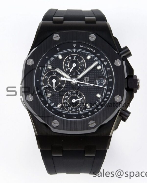 Audermars Piguet Royal Oak Offshore 42mm Black Ceramic APF reference-accurate Black Textured Dial on Black Rubber Strap A4404 — custom-built watch