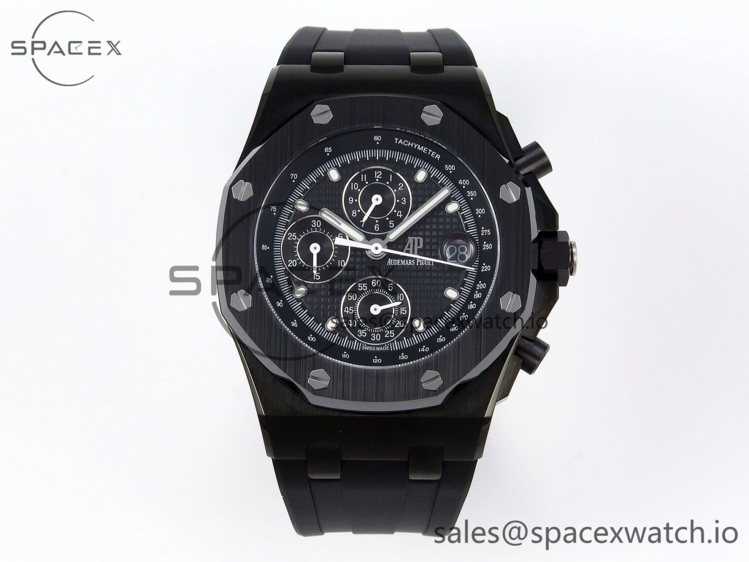 Audermars Piguet Royal Oak Offshore 42mm Black Ceramic APF reference-accurate Black Textured Dial on Black Rubber Strap A4404 — custom-built watch