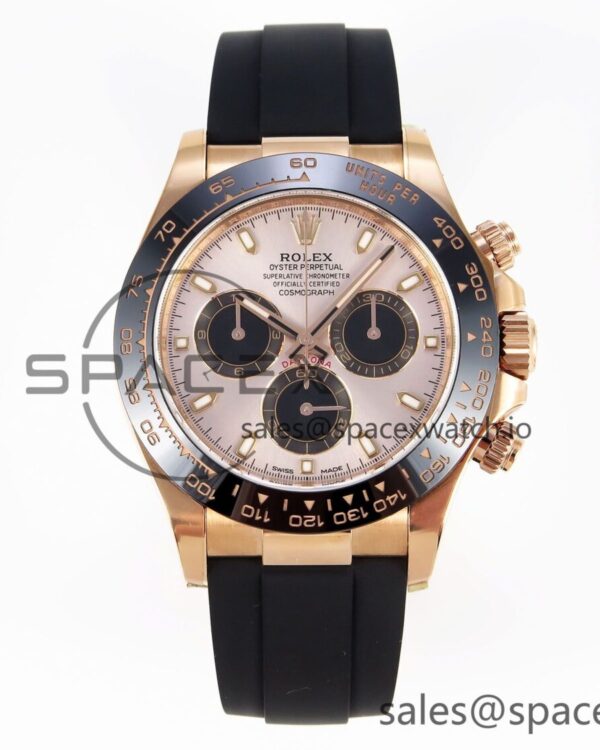 Rolex Daytona 116515 Clean reference-accurate Silver Dial RG Markers on Oysterflex Strap SA4130 V2 — custom-built watch