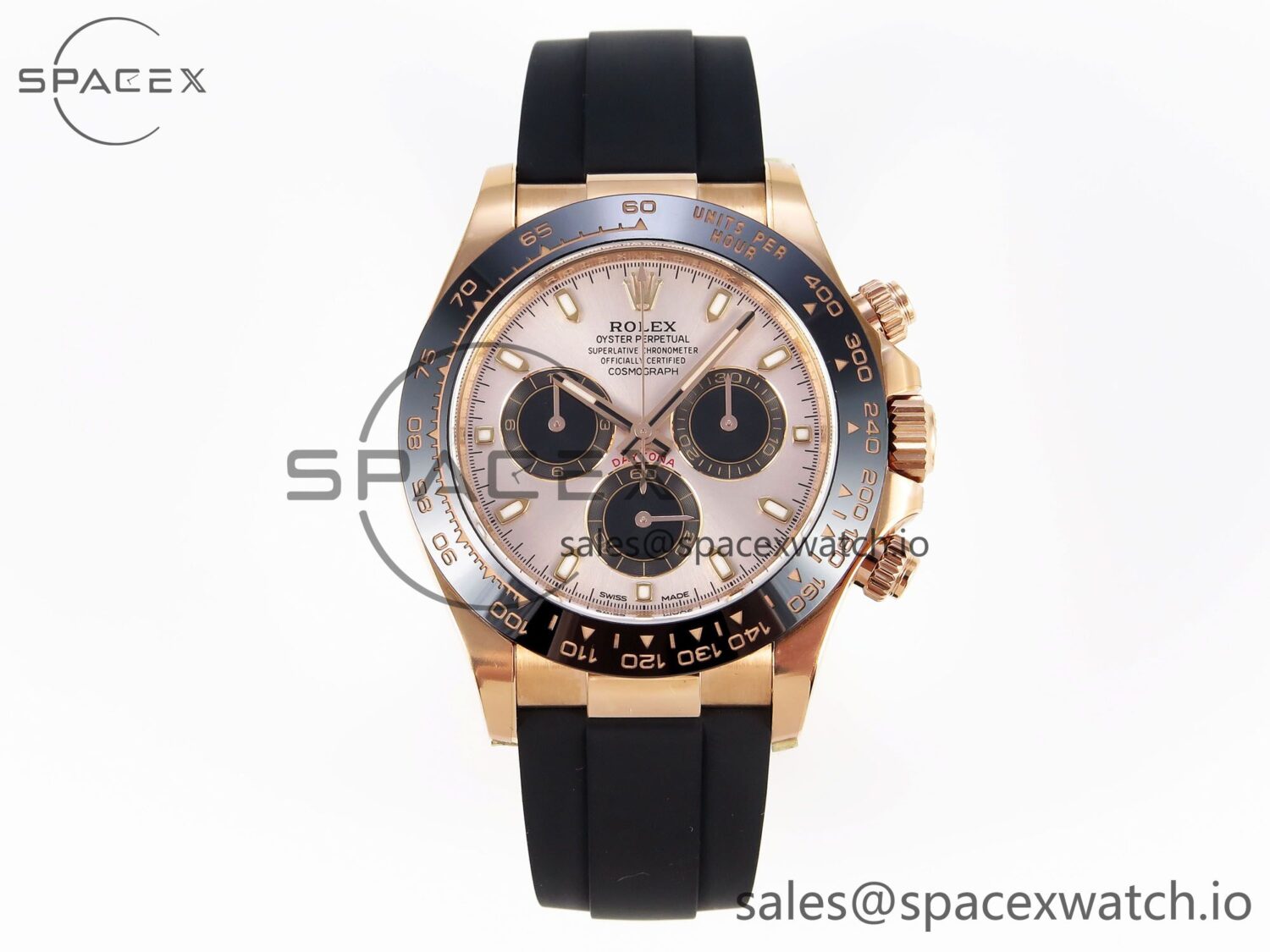 Rolex Daytona 116515 Clean reference-accurate Silver Dial RG Markers on Oysterflex Strap SA4130 V2 — custom-built watch