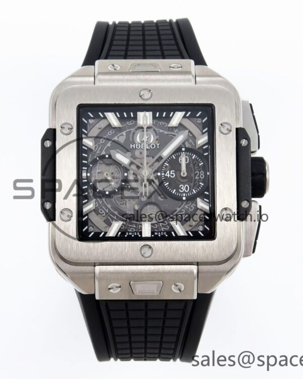 Hublot Square Bang Unico 42mm Titanium BBF reference-accurate Skeleton Dial on Black Rubber Strap A1280 — custom-built watch