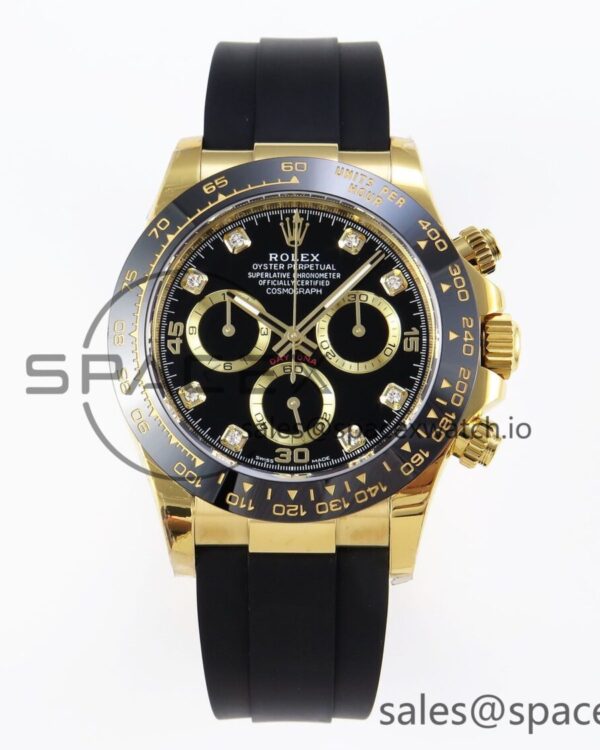 Rolex Daytona 116518 APSF reference-accurate Black Diamonds Dial on Oysterflex Rubber Strap SH4130 — custom-built watch