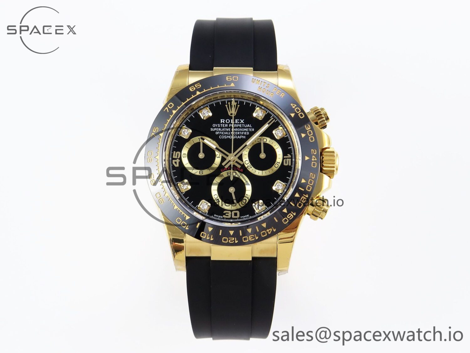 Rolex Daytona 116518 APSF reference-accurate Black Diamonds Dial on Oysterflex Rubber Strap SH4130 — custom-built watch