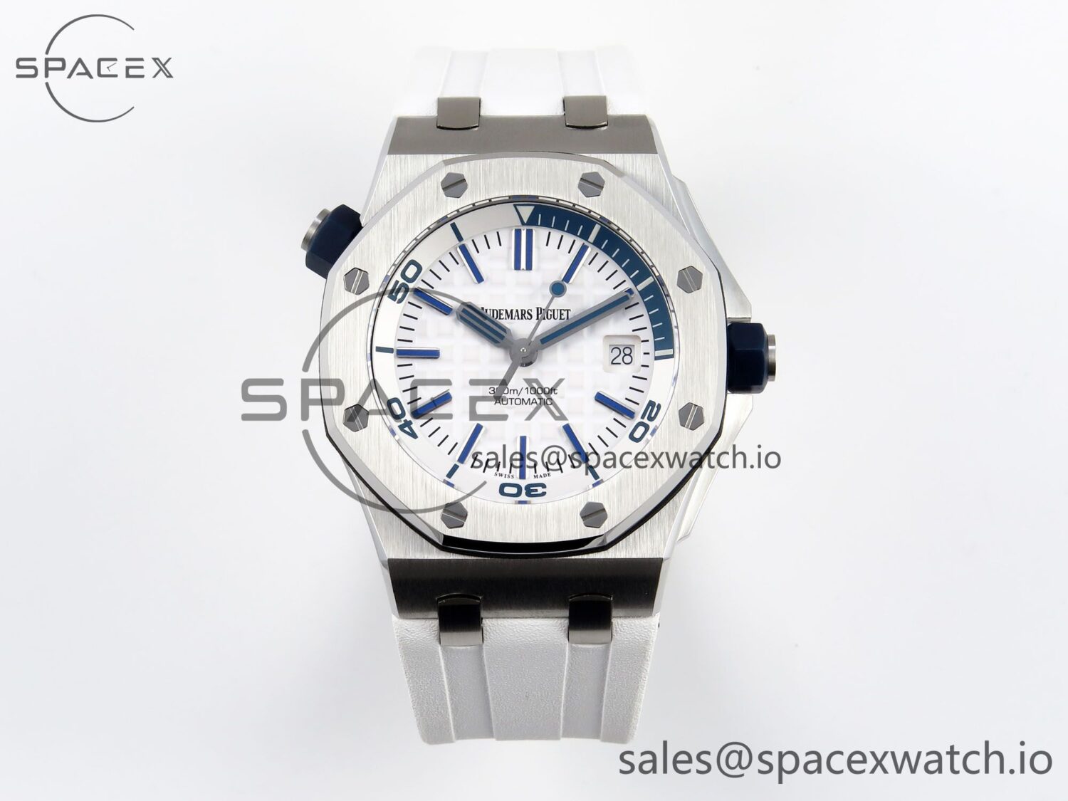 Audermars Piguet Royal Oak Offshore Diver 15710 IPF reference-accurate White Dial on White Rubber Strap SA3120 hand-finished build — custom-built watch