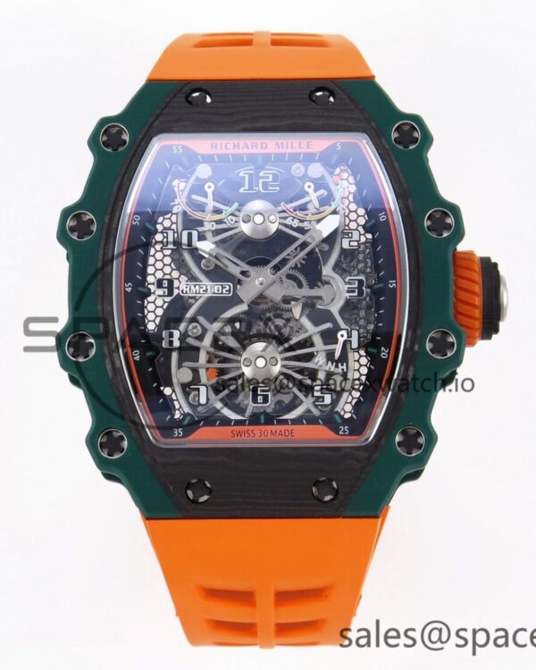 Richard Mille RM21-02 Tourbillon NTPT RMF Best Edition Skeleton Dial on Orange Rubber Strap — custom-built watch