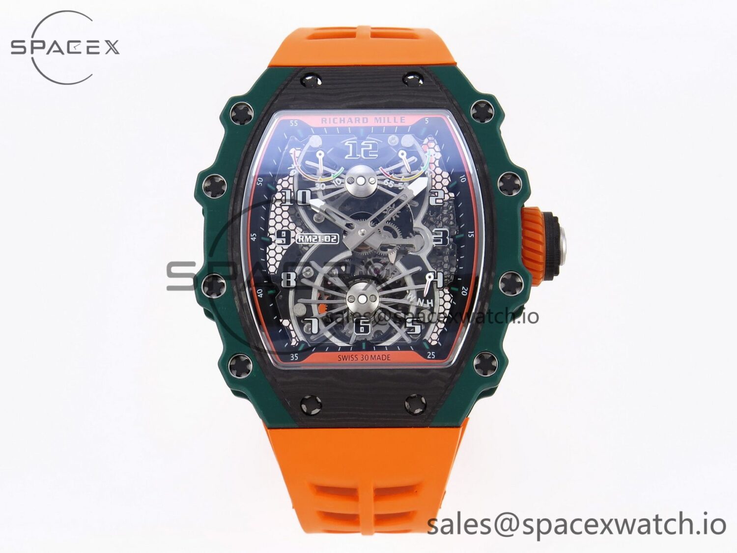 Richard Mille RM21-02 Tourbillon NTPT RMF Best Edition Skeleton Dial on Orange Rubber Strap — custom-built watch