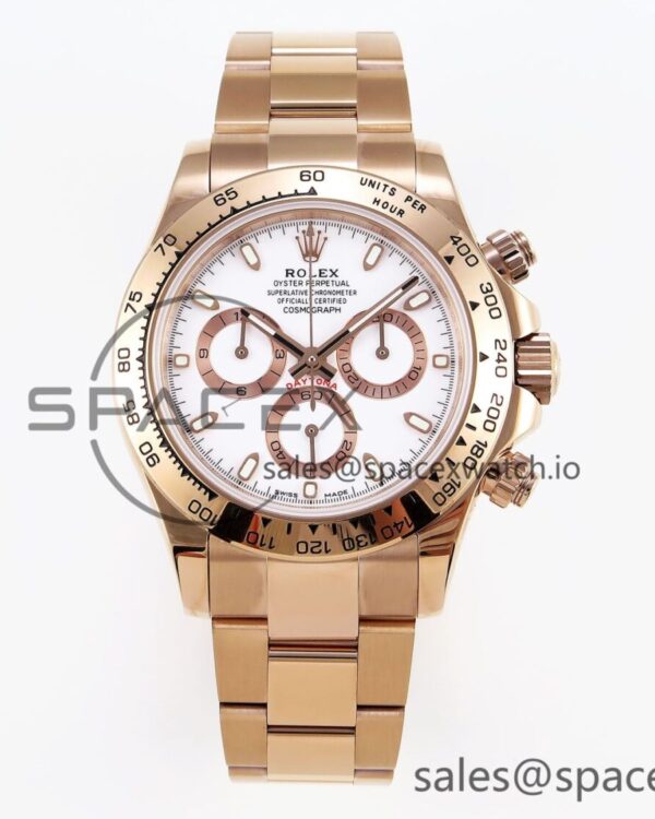 Rolex Daytona 116505 RG OMF Best Edition White Dial on RG Bracelet A7750 (Slim Movement) — custom-built watch