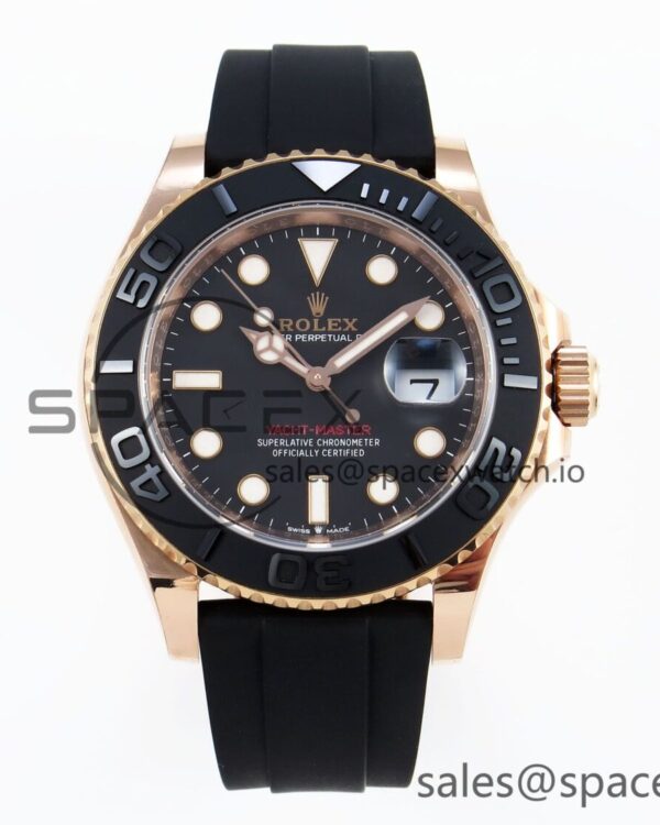 Rolex Yacht-Master 126655 904L Steel AR+F reference-accurate Black Dial on Oysterflex Strap VR3235 — custom-built watch