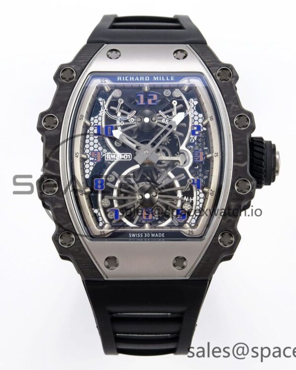 Richard Mille RM21-01 SS Tourbillon RMF Best Edition Skeleton Dial on Black Rubber Strap — custom-built watch