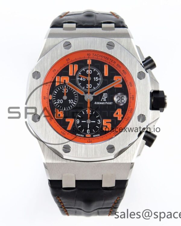 Audermars Piguet Royal Oak Offshore 42mm SS APF reference-accurate Black Dial Orange Markers on Black Leather Strap A7750 — custom-built watch