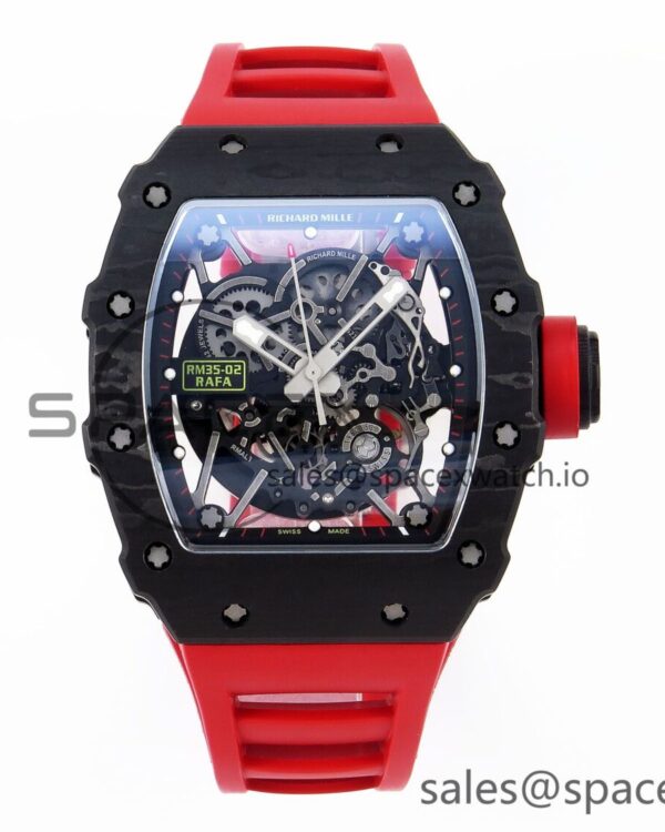 Richard Mille RM035 BLACK CARBON SONIC BEST EDITION SKELETON DIAL ON RED RUBBER STRAP build RMUL2 — custom-built watch