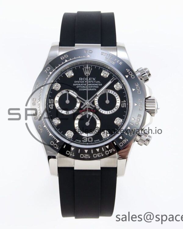Rolex Daytona 116519 SS OMF Best Edition Black Diamonds Dial on Oysterflex Strap A7750 (Slim Movement) — custom-built watch