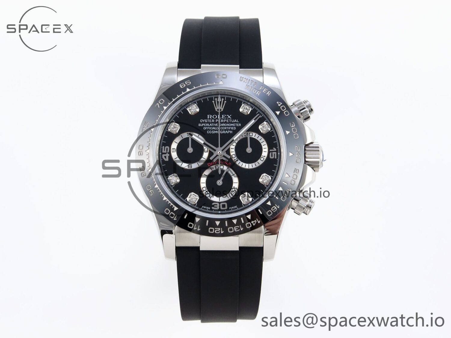 Rolex Daytona 116519 SS OMF Best Edition Black Diamonds Dial on Oysterflex Strap A7750 (Slim Movement) — custom-built watch