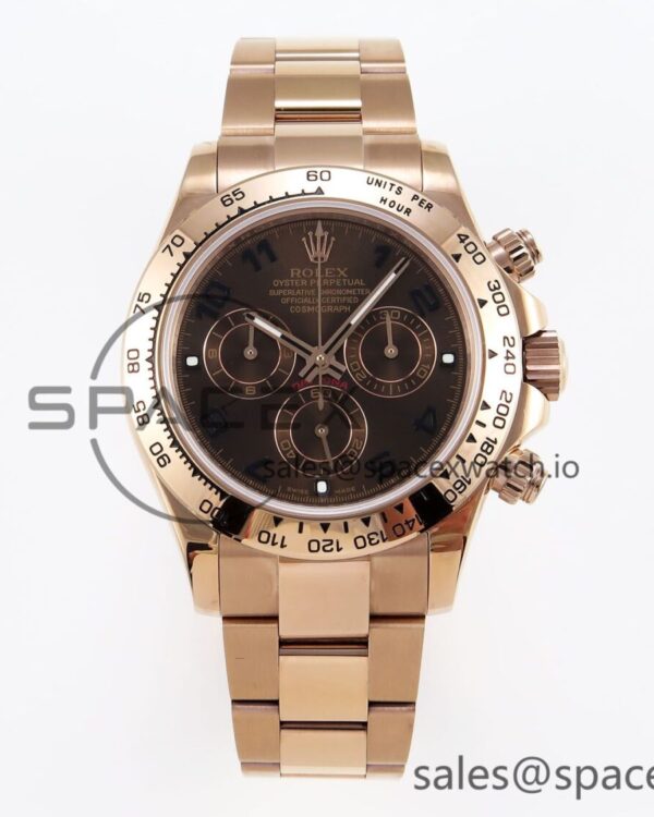 Rolex Daytona 116505 RG OMF Best Edition Chocolate Dial on RG Bracelet A7750 (Slim Movement) — custom-built watch