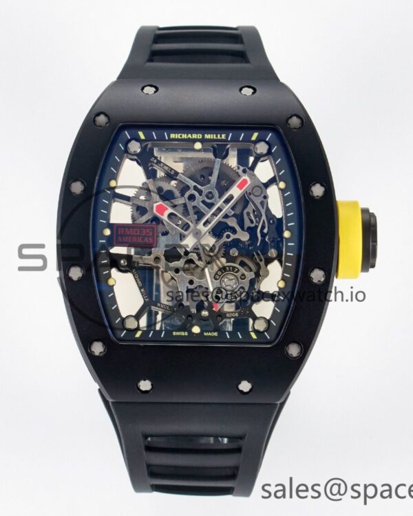RM035-02 Black Ceramic SONIC Best Edition Skeleton Dial on Black Rubber Strap build RMUL1 — custom-built watch
