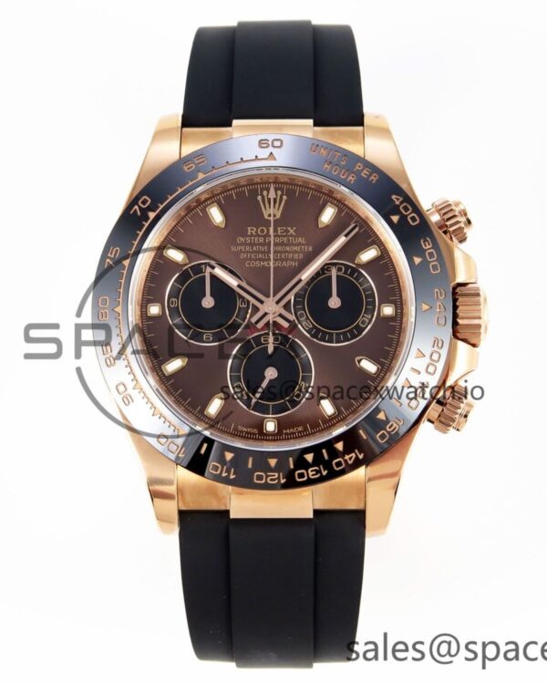 Rolex Daytona 116515 Clean reference-accurate Chocolate Dial Lume Markers on Oysterflex Strap SA4130 V2 — custom-built watch