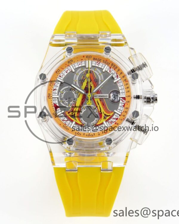 Audermars Piguet Royal Oak Offshore 44mm Transparent APF Best Edition Yellow Dial on Yellow Rubber Strap A3126 — custom-built watch