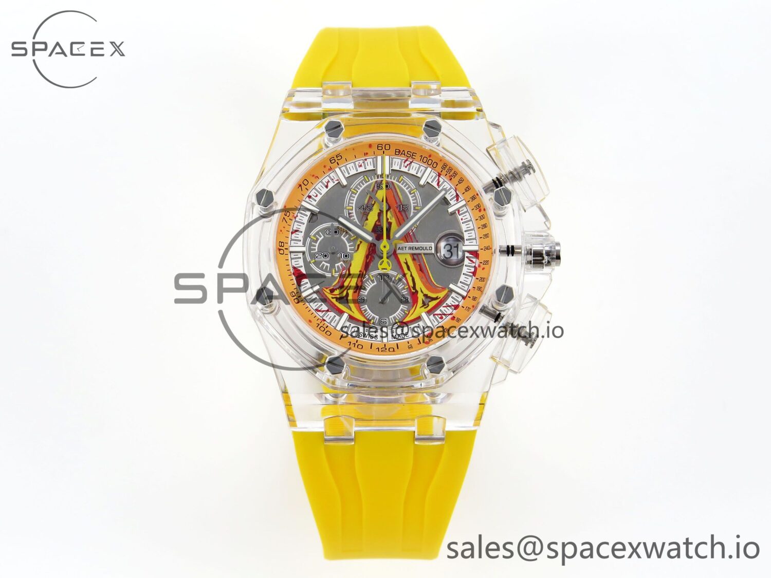 Audermars Piguet Royal Oak Offshore 44mm Transparent APF Best Edition Yellow Dial on Yellow Rubber Strap A3126 — custom-built watch