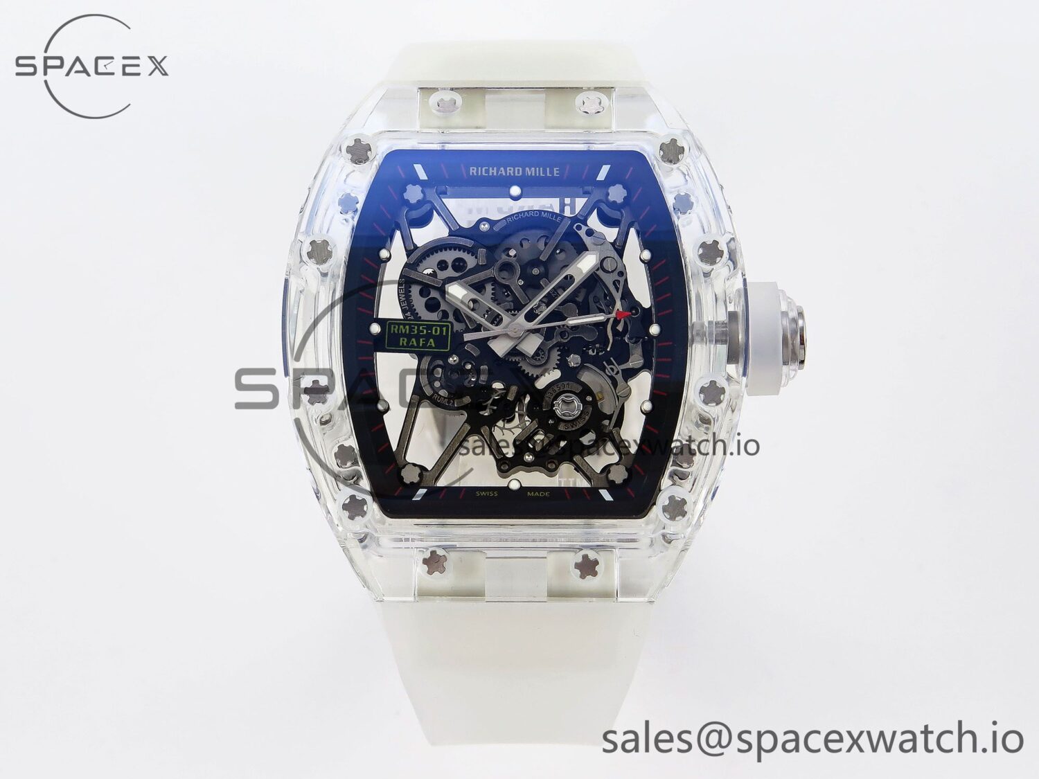 Richard Mille RM035 Transparent RMF Best Edition Skeleton Dial on Translucent Rubber Strap build RMUL2 — custom-built watch