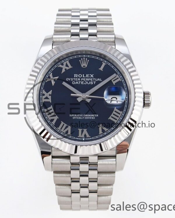 Rolex DateJust 41 126334 Fluted Bezel ARF reference-accurate 904L Steel Blue Roman Dial on Jubilee Bracelet VR3235 — custom-built watch
