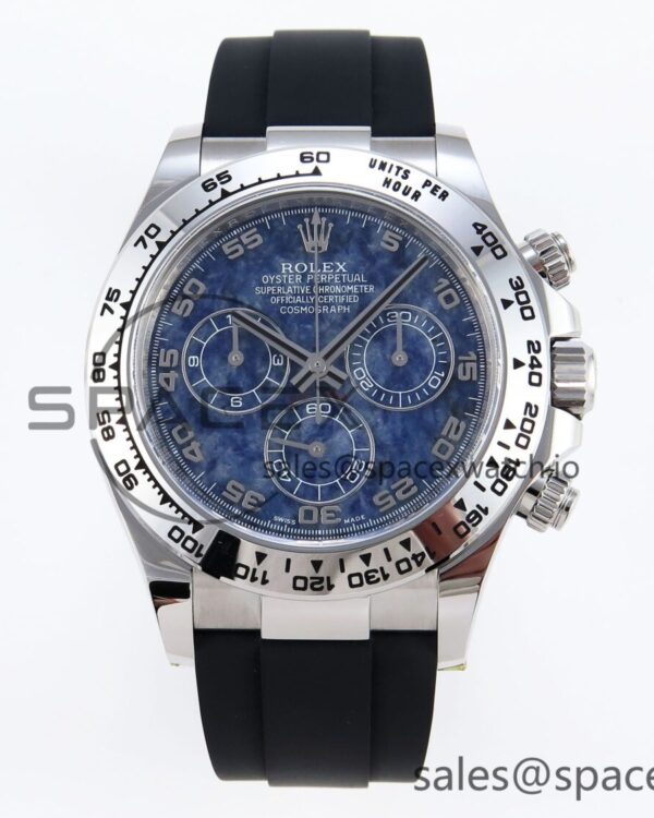 Rolex Daytona 116509 Clean reference-accurate 904L SS Case Blue Chalcedony Dial on Oysterflex Rubber Strap A4130 — custom-built watch