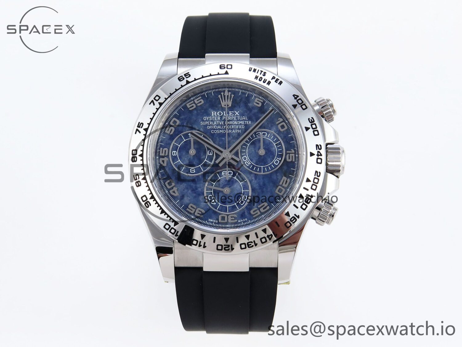 Rolex Daytona 116509 Clean reference-accurate 904L SS Case Blue Chalcedony Dial on Oysterflex Rubber Strap A4130 — custom-built watch