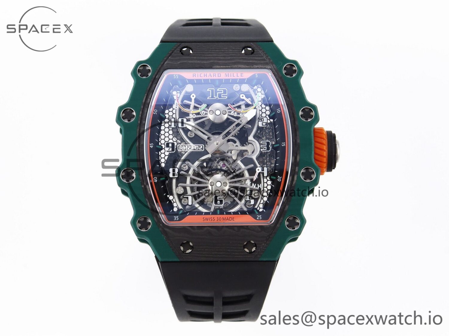 Richard Mille RM21-02 Tourbillon NTPT RMF Best Edition Skeleton Dial on Black Rubber Strap — custom-built watch