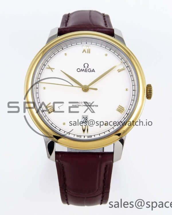 Omega De Ville Date YG MKF reference-accurate White Dial Roman Marker on Brown Leather Strap A8800 — custom-built watch
