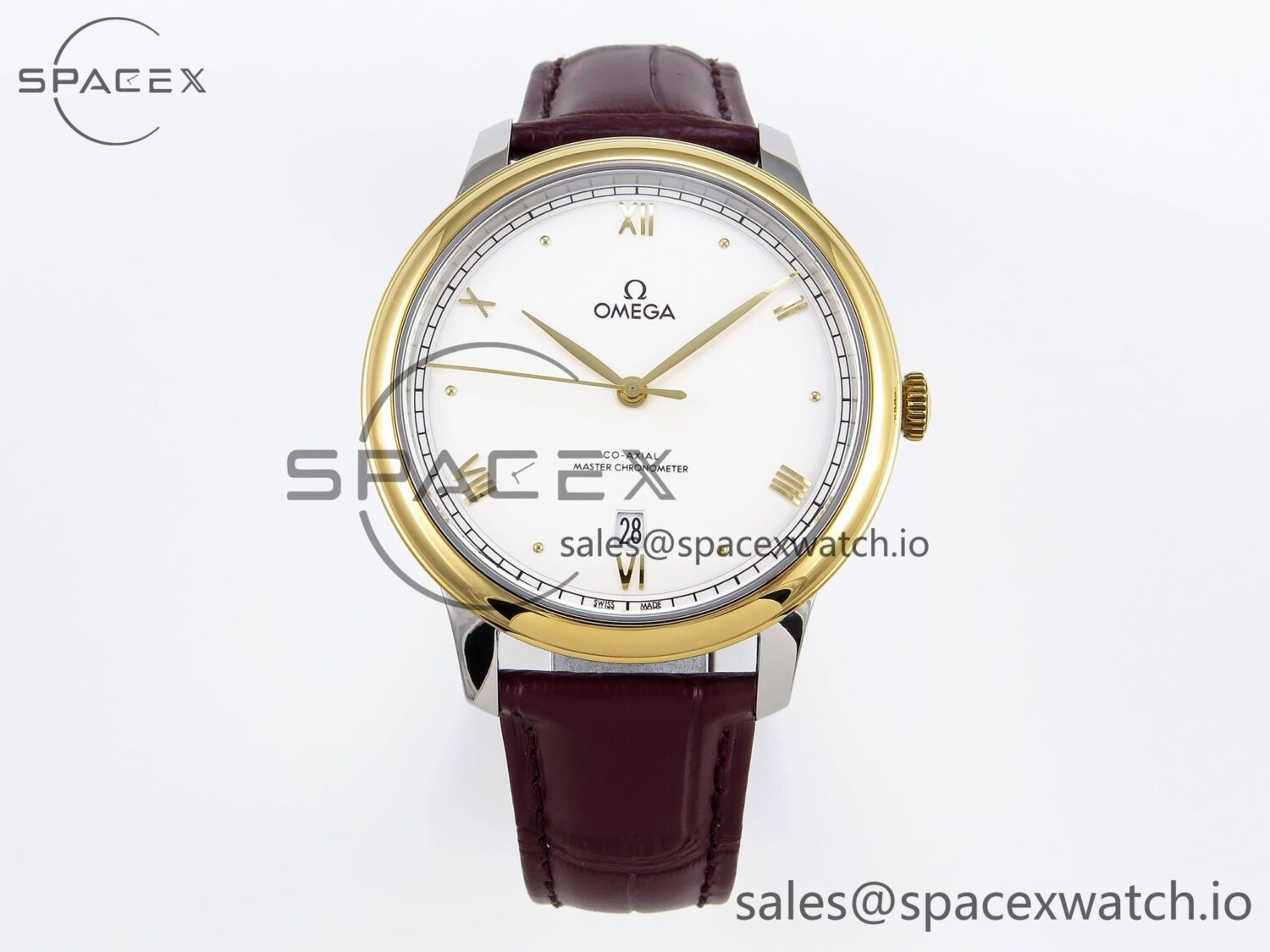Omega De Ville Date YG MKF reference-accurate White Dial Roman Marker on Brown Leather Strap A8800 — custom-built watch