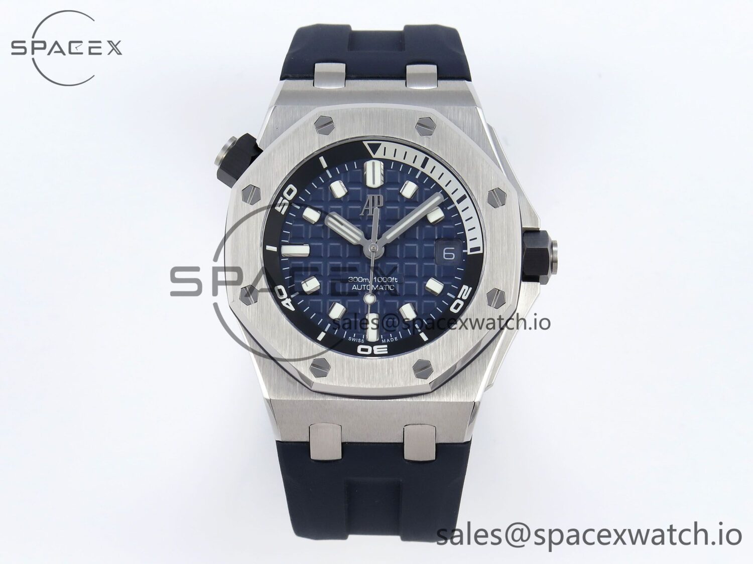 AUDEMARS PIGUET ROYAL OAK OFFSHORE DIVER 15720 APSF reference-accurate BLUE DIAL ON BLUE RUBBER STRAP SA4308 — custom-built watch