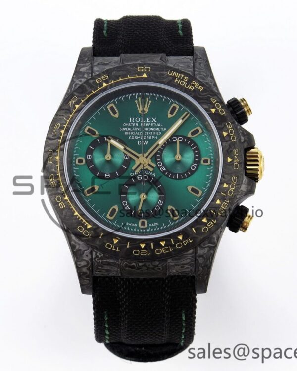 Rolex Daytona DIW Carbon/YG Case and Bezel DIWF Edition Green Dial on Black Nylon Strap A7750 — custom-built watch