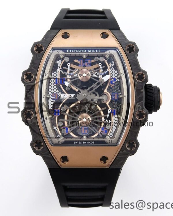 Richard Mille RM21-01 RG Tourbillon RMF Best Edition Skeleton Dial on Black Rubber Strap — custom-built watch