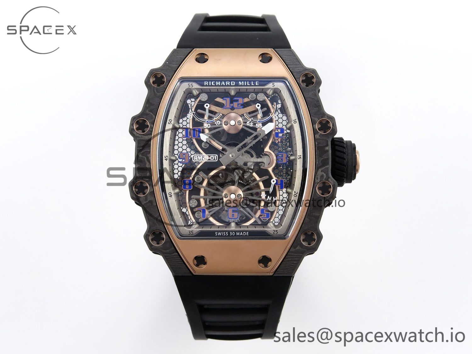 Richard Mille RM21-01 RG Tourbillon RMF Best Edition Skeleton Dial on Black Rubber Strap — custom-built watch
