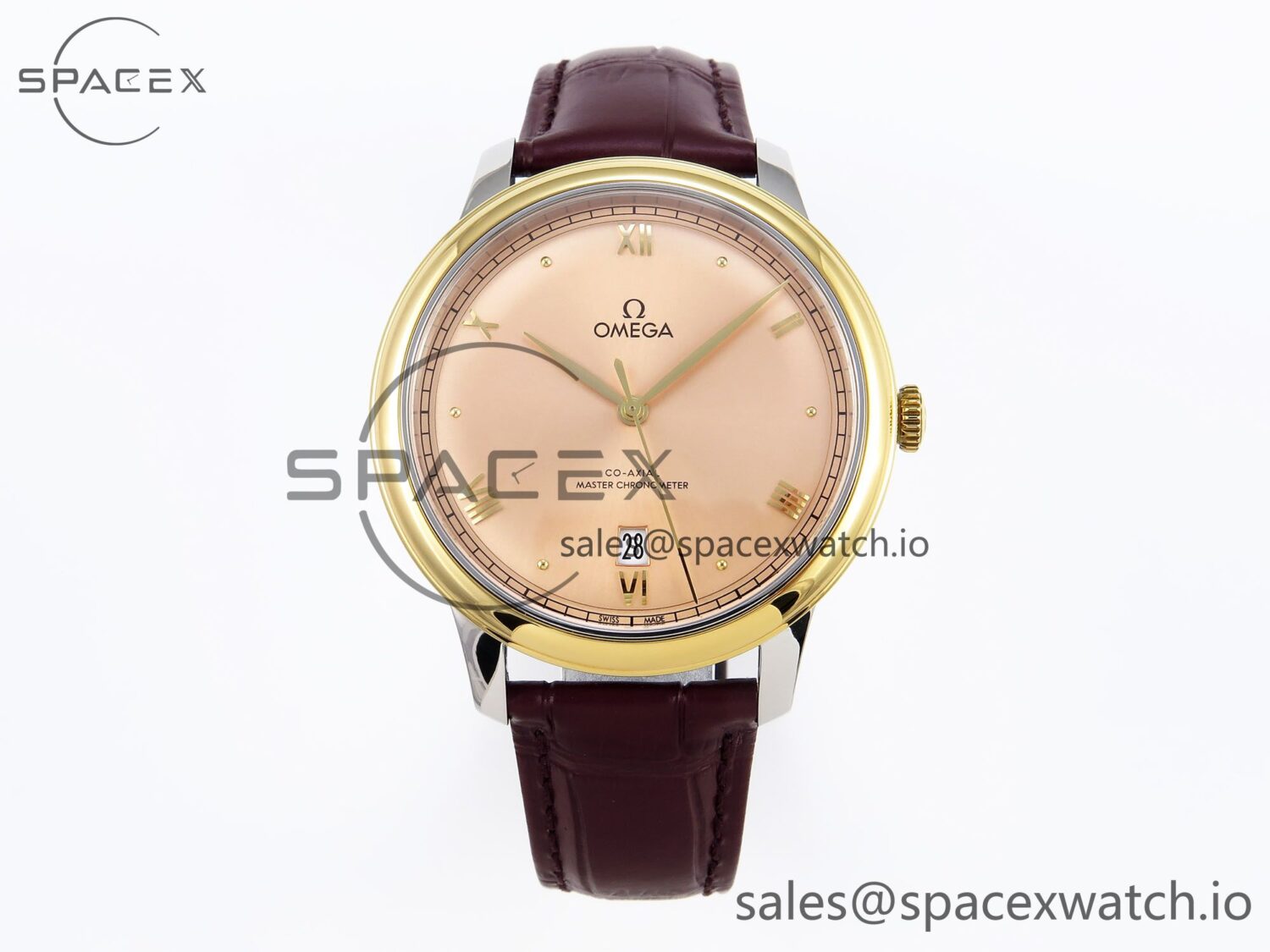 Omega De Ville Date YG MKF reference-accurate Brown Dial Roman Marker on Brown Leather Strap A8800 — custom-built watch