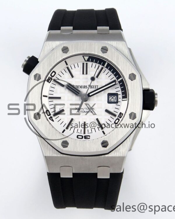 Audermars Piguet Royal Oak Offshore Diver 15710 IPF reference-accurate White Dial on Black Rubber Strap SA3120 hand-finished build — custom-built watch