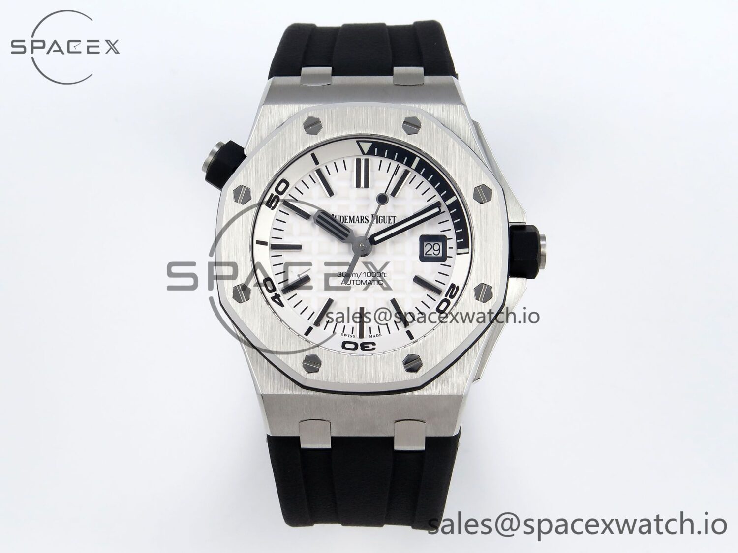 Audermars Piguet Royal Oak Offshore Diver 15710 IPF reference-accurate White Dial on Black Rubber Strap SA3120 hand-finished build — custom-built watch