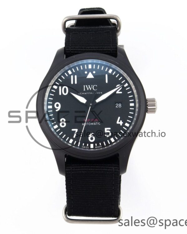 Iwc Pilot’s Watch Top Gun Black Ceramic IW326901 ZF reference-accurate on Black Nylon Strap A32111 — custom-built watch