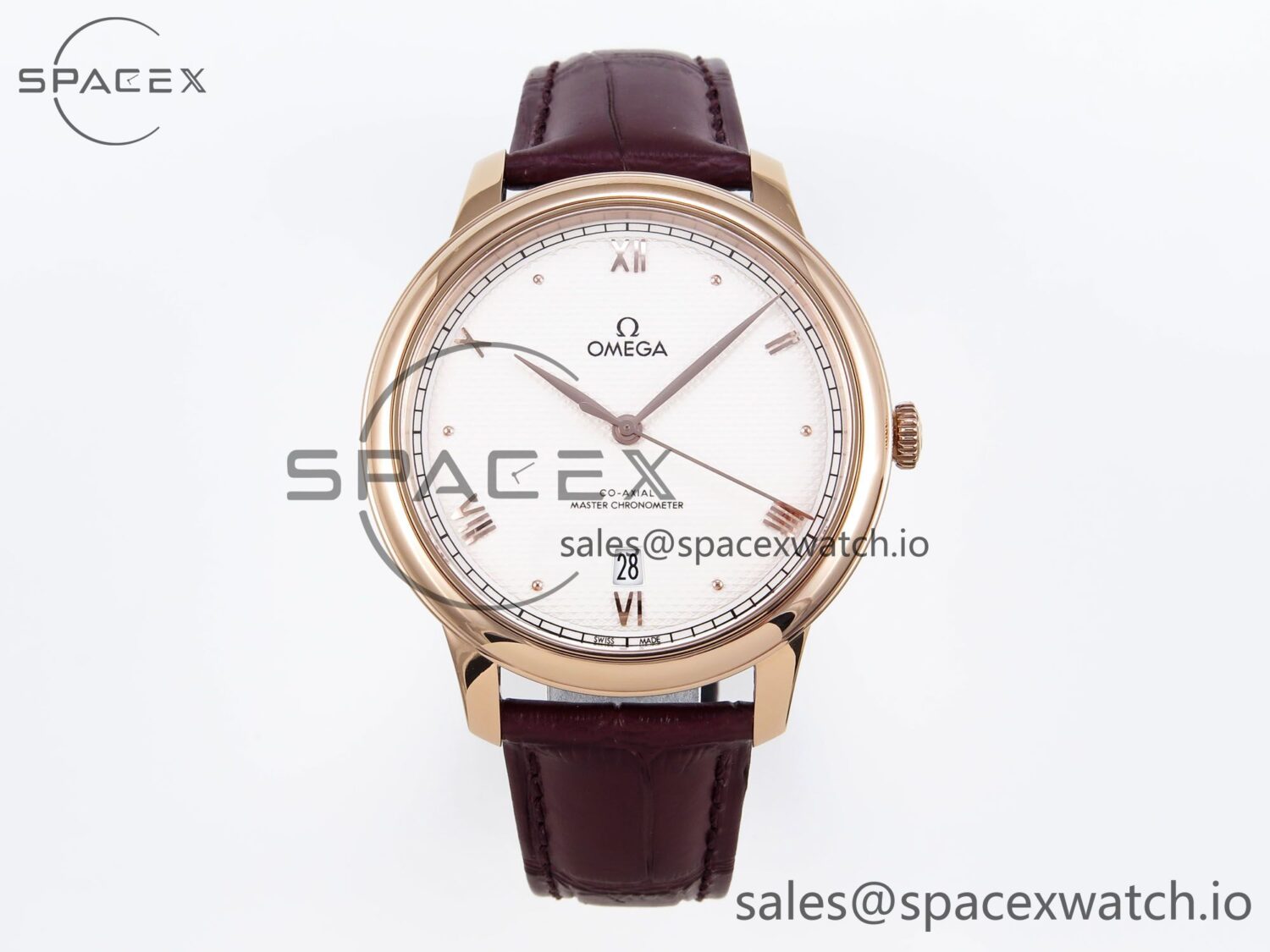 Omega De Ville Date RG MKF reference-accurate White Textured Dial Roman Marker on Brown Leather Strap A8800 — custom-built watch