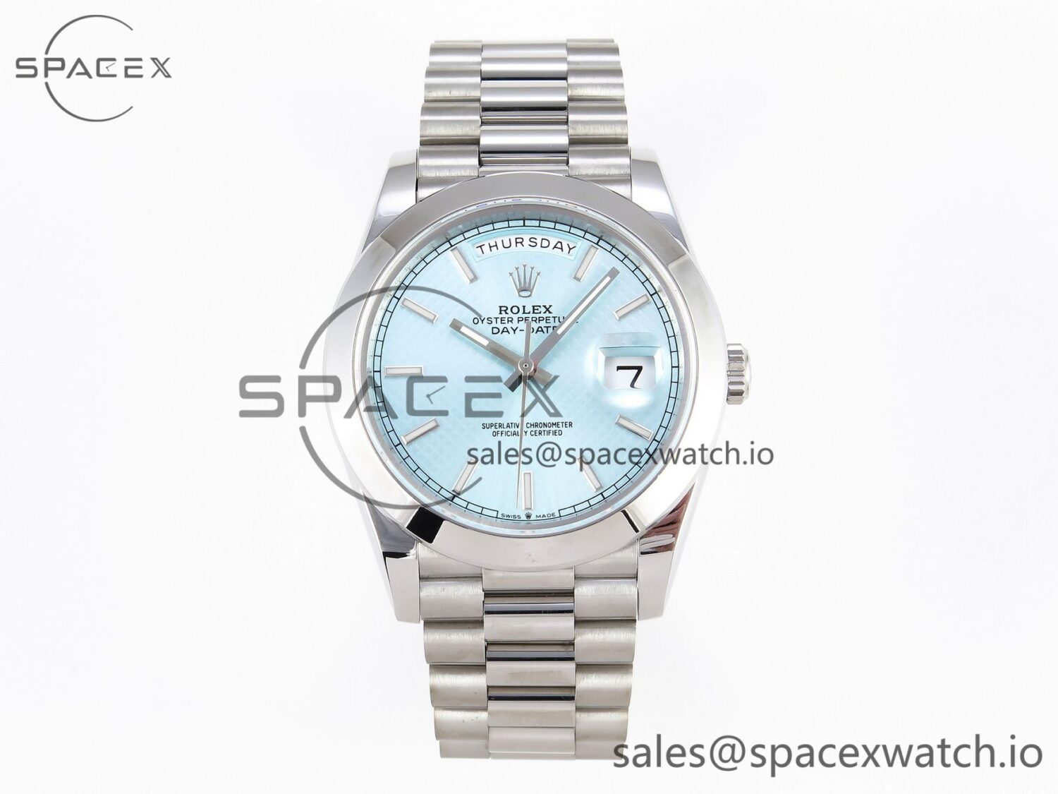 Rolex RDD0266B – DayDate 40mm Smt Pres SS/SS I-Blue/Dia BPF A2836 — custom-built watch
