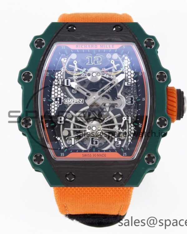 Richard Mille RM21-02 Tourbillon NTPT RMF Best Edition Skeleton Dial on Orange Rubber Strap — custom-built watch